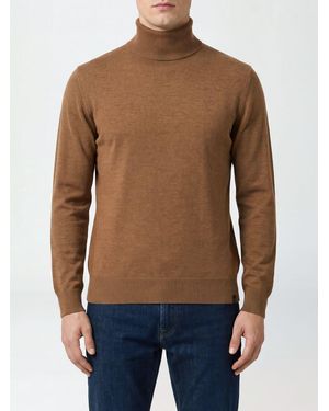 Fay Pure Virgin Wool Turtleneck Sweater With Ribbed Collar - Blue