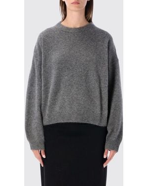 Loulou de Saison Jersey De Cuello Redondo En Mezcla De Lana Y Yak Con Hombros Caídos - Gris