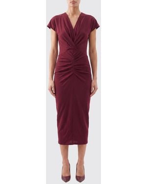 Isabel Marant Vestido Tubo Midi De Viscosa Con Drapeado Y Escote En V - Rojo