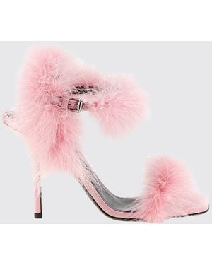 Moschino Suede And Feather Sandals - Pink