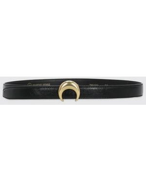 Marine Serre Leather Belt With Crescent Moon Monogram Buckle - White