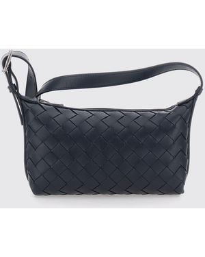 Bottega Veneta Intrecciato Kalbsleder-Umhängetasche Mit Reißverschluss - Blau
