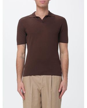 Brooksfield Cotton Crepe Polo Shirt - Brown