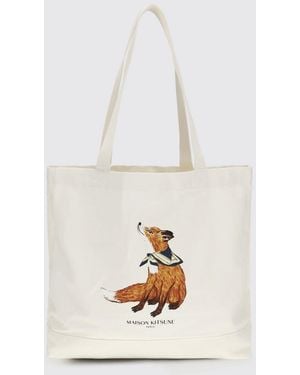 Maison Kitsuné Maison KitsunÉ Printed Cotton Tote Bag - White