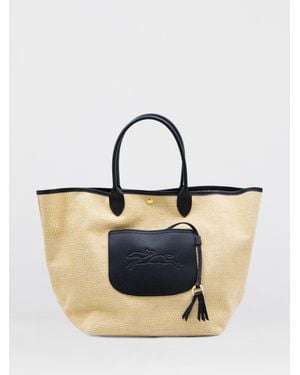 Longchamp Le Pliage Collection L Tasche Aus Bast Und Leder - Blau