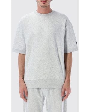 Champion Crew Neck Cotton Blend Sports T-Shirt With Contrasting Logo - White