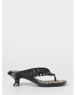 Melissa X Ganni Sandalias De Dedo En Pvc Con Detalle Fruncido Y Tacón Bajo - Blanco