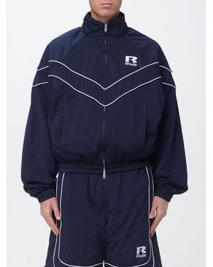 Rhude Cropped Polyester Bomber Jacket With High Neck And Contrast Logo - Blue