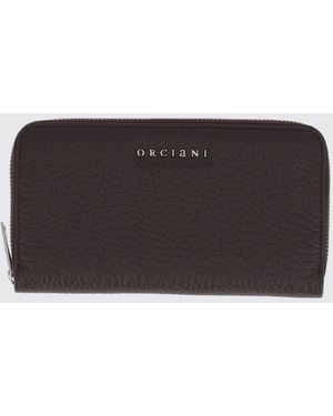 Orciani Cartera Continental Grande De Piel Martillada Con Cierre De Cremallera - Gris
