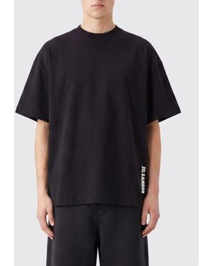 Jil Sander Relaxed Fit Cotton T-Shirt With Contrasting Logo - Black