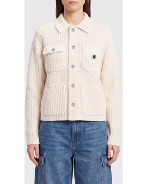 Carhartt Gerippter Cardigan Aus Wollmischung Mit Aufgesetzten Taschen Und Logo - Blau