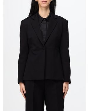 MEIMEIJ Cropped Single-Breasted One-Button Viscose Blend Blazer - Black