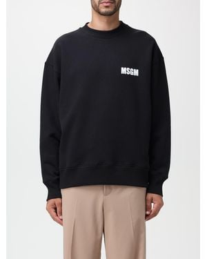 MSGM Cotton Sweatshirt With Logo - Blue
