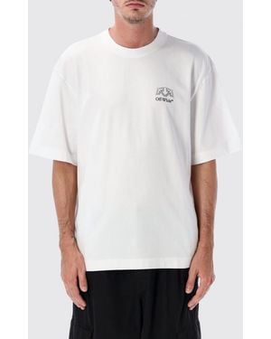 Off-White c/o Virgil Abloh Arrow Logo Cotton T-Shirt With Dropped Shoulders - White