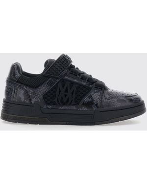 Amiri Ma Skyline Leather Trainers With Python Print And Perforated Toe - White