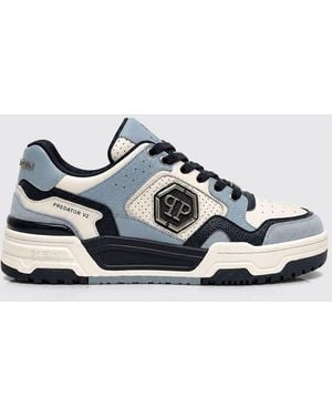 Philipp Plein Predator V2 Low-Top-Sneaker Aus Leder Mit Hexagon-Logo - Weiß
