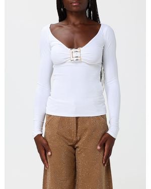 Elisabetta Franchi Long-Sleeved Slim Fit Top - White