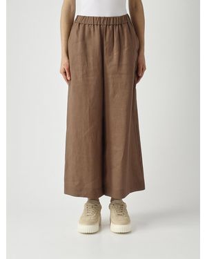 Max Mara Linen Crop Pants - Natural