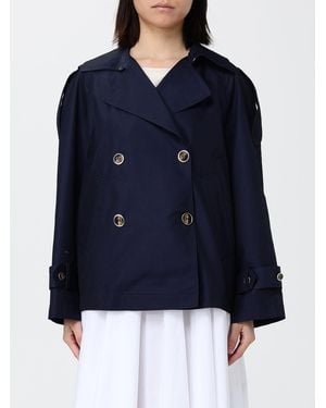 Twinset Double-Breasted Cotton Blend Trench Coat - Blue