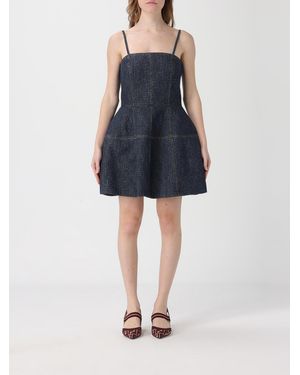 Fendi Denim Dress With Ff Motif - Blue