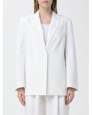 MEIMEIJ Pinstriped Viscose Blend Single-Breasted Blazer - White
