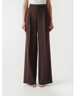 Tagliatore Stretch Virgin Wool Palazzo Trousers - Brown