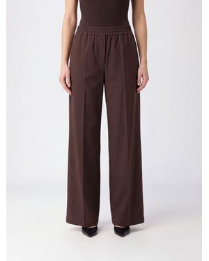 Brunello Cucinelli Pantalón De Pernera Ancha De Lana Con Cintura Elástica - Marrón