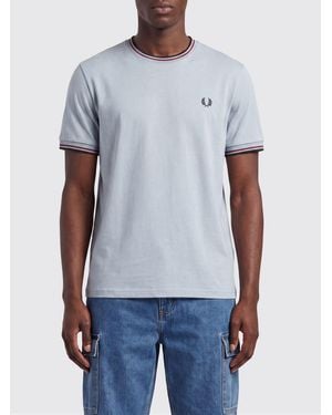 Fred Perry Cotton T-Shirt With Logo - Blue