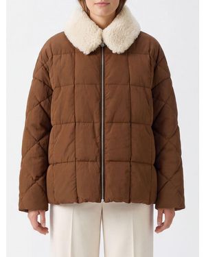 Ienki Ienki Shearling Arco Quilted Puffer Jacket With Fur Collar - Brown