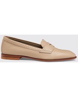 Santoni Hammered Leather Loafers - Pink