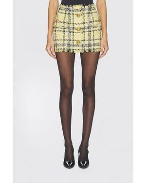 Balmain Tweed Check Mini Skirt - Yellow