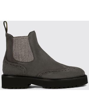 Doucal's Suede Chelsea Boots With Brogue Detailing - Black