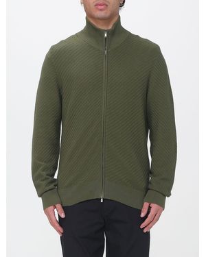 BOSS Cárdigan De Pura Lana Con Cuello Alto, Cremallera Completa Y Hombros Caídos - Verde