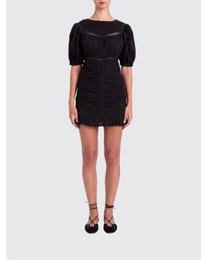 Twinset Cotton Sheath Mini Dress With Puff Sleeves - Black