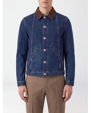 Brunello Cucinelli Veste En Jean En Denim De Coton À Col Classique Avec Fermeture À Boutons - Bleu