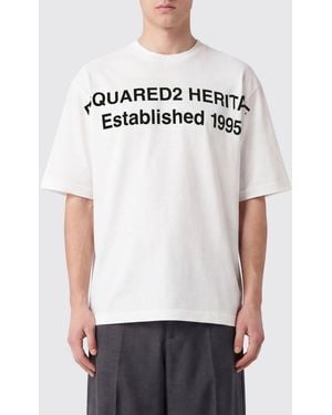 DSquared² Relaxed Fit Cotton Logo T-Shirt With Dropped Shoulders - White