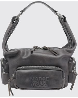 Marge Sherwood Smooth Calfskin Leather Hobo Bag With Double Zip Closure - Grey