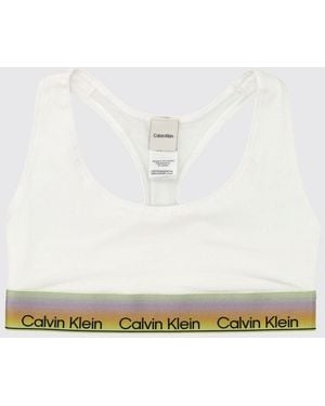 Calvin Klein Cotton And Modal Blend Bralette With Racerback - White