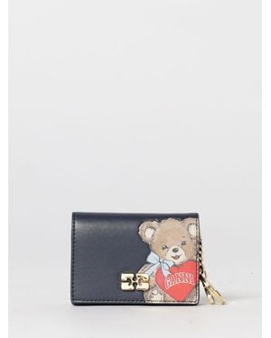 Ganni Recycled Leather Wallet With Teddy Print - White