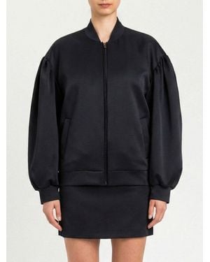 Twinset Oversized Duchess Satin Bomber Jacket - Blue