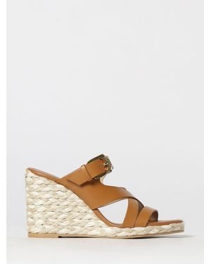 Stuart Weitzman Sai Leather Wedge Espadrilles - Natural