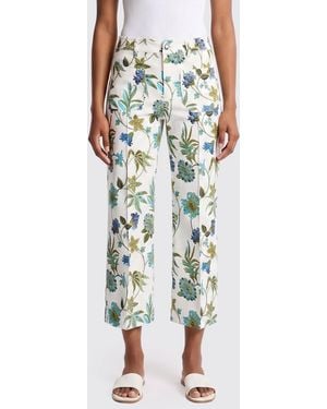 Fay Printed Cotton Cropped Trousers - White