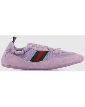 Gucci Shift Suede And Mesh Sneakers - Purple