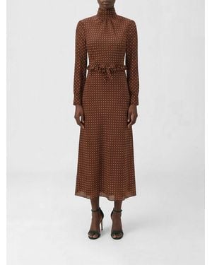 Alessandra Rich Polka Dot Silk Midi Dress - Brown
