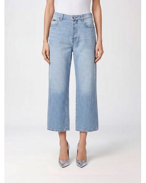 Philipp Plein High-Waisted Wide Leg Cropped Stretch Denim Jeans - Blue