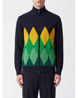 Ballantyne Argyle-Muster 100% Kaschmir-Reißverschluss-Cardigan - Blau