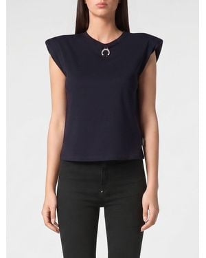 Philipp Plein Jersey-Tanktop Mit Rundhalsausschnitt Und Gepolsterten Schultern - Blau