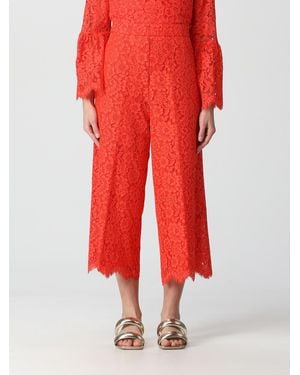 Twinset Pants In Macramé Lace - Red