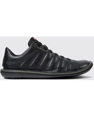 Camper Beetle Smooth Leather Slip-On Ankle Boots With Elastic Laces - Black