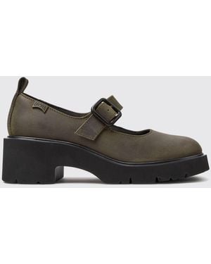 Camper Milah Aged Leather Mary Jane Pumps With A Medium Heel And Strap - White